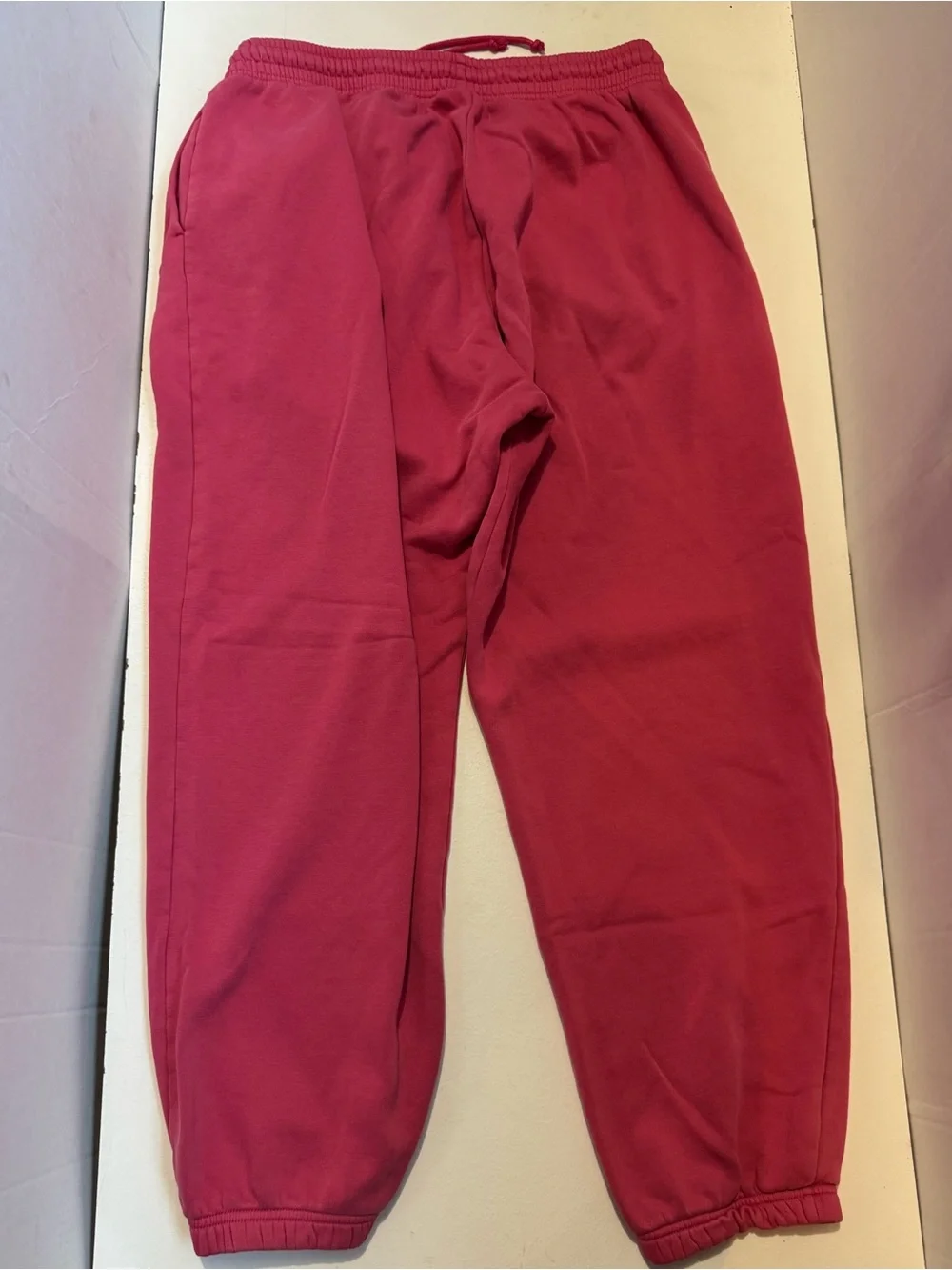 Nike Pink Fleece Joggers with White Swoosh drawstring women’s XL